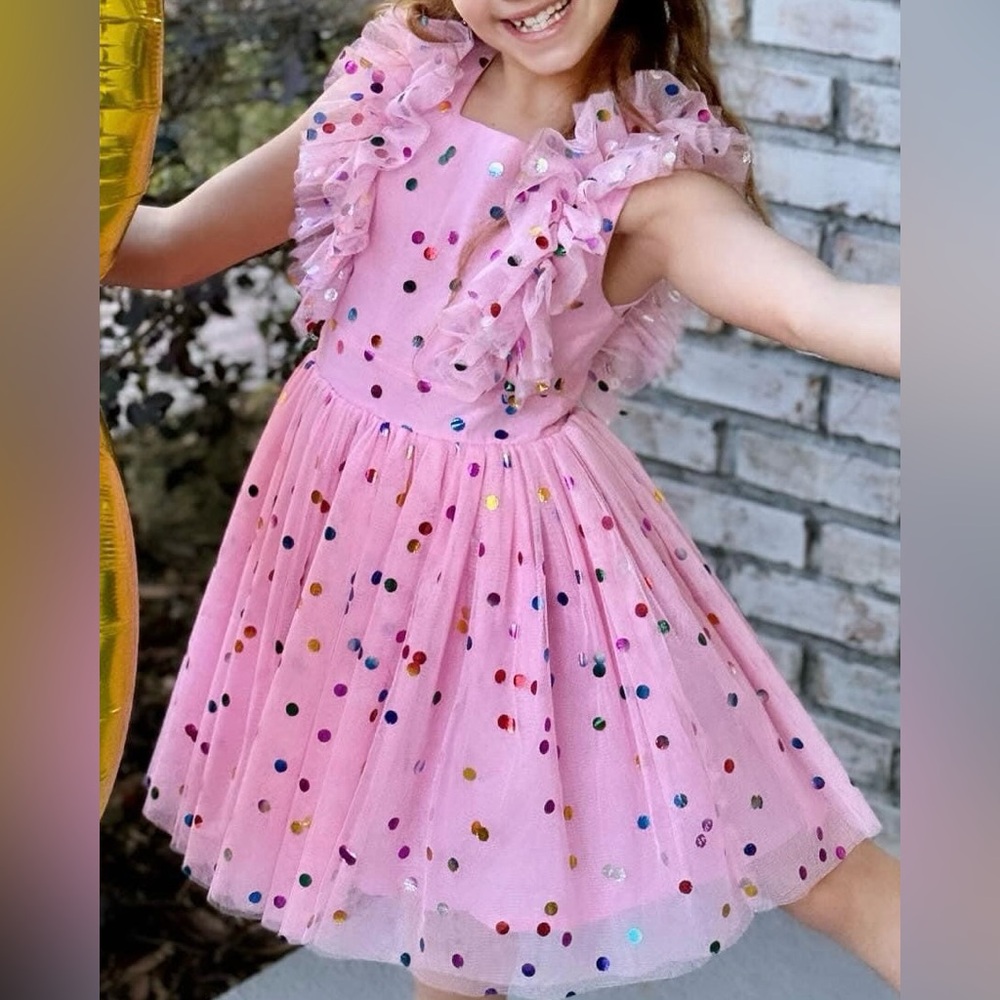 Pink Confetti Tulle Dress Size 5/6